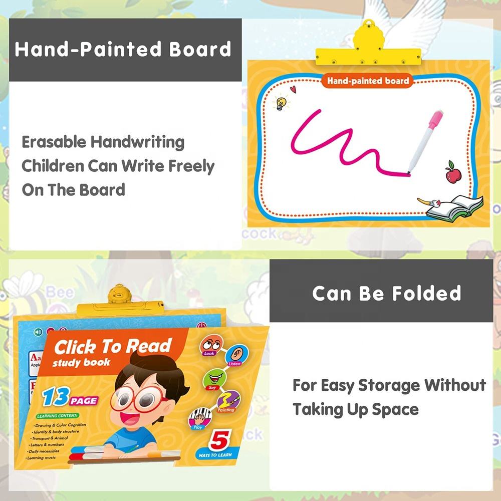 13 in 1 Kids Electronic Talking Poster Alphabet Wall Chart Interactive Click to Read Learning Books Toy for Early Education