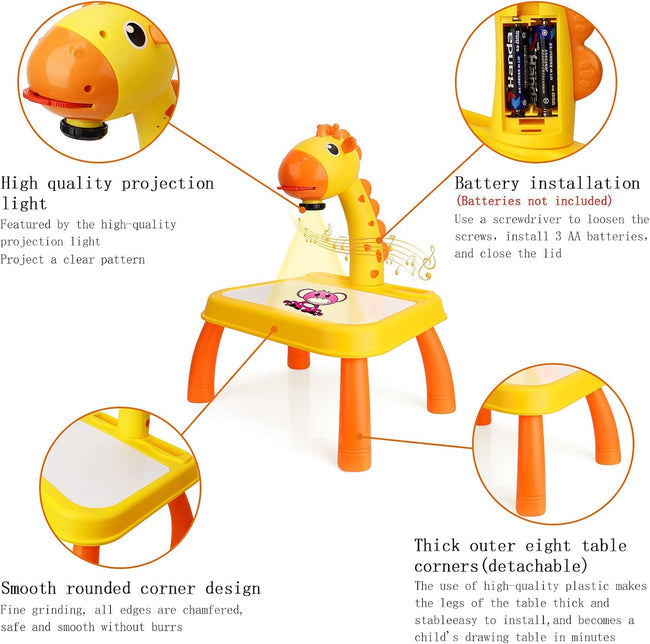 Kids Painting & Drawing Projector Table Set