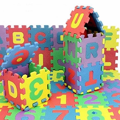 Kids 36 Pieces Interlocking Learning Puzzle Foam Mat Tiles with Alphabets and Numbers for Kids Mat