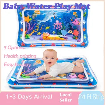 Baby Toddler Activity Water Play Gym Leakproof Cushion Inflatable Tummy Time Fitness Rack Mat