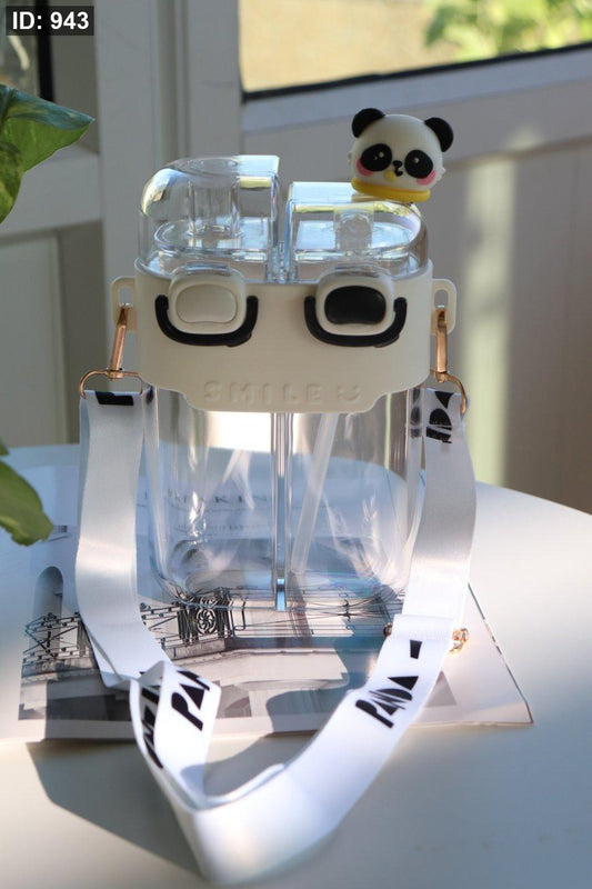 Panda Dual Straw Water Bottle – Cute & Portable 🐼💧