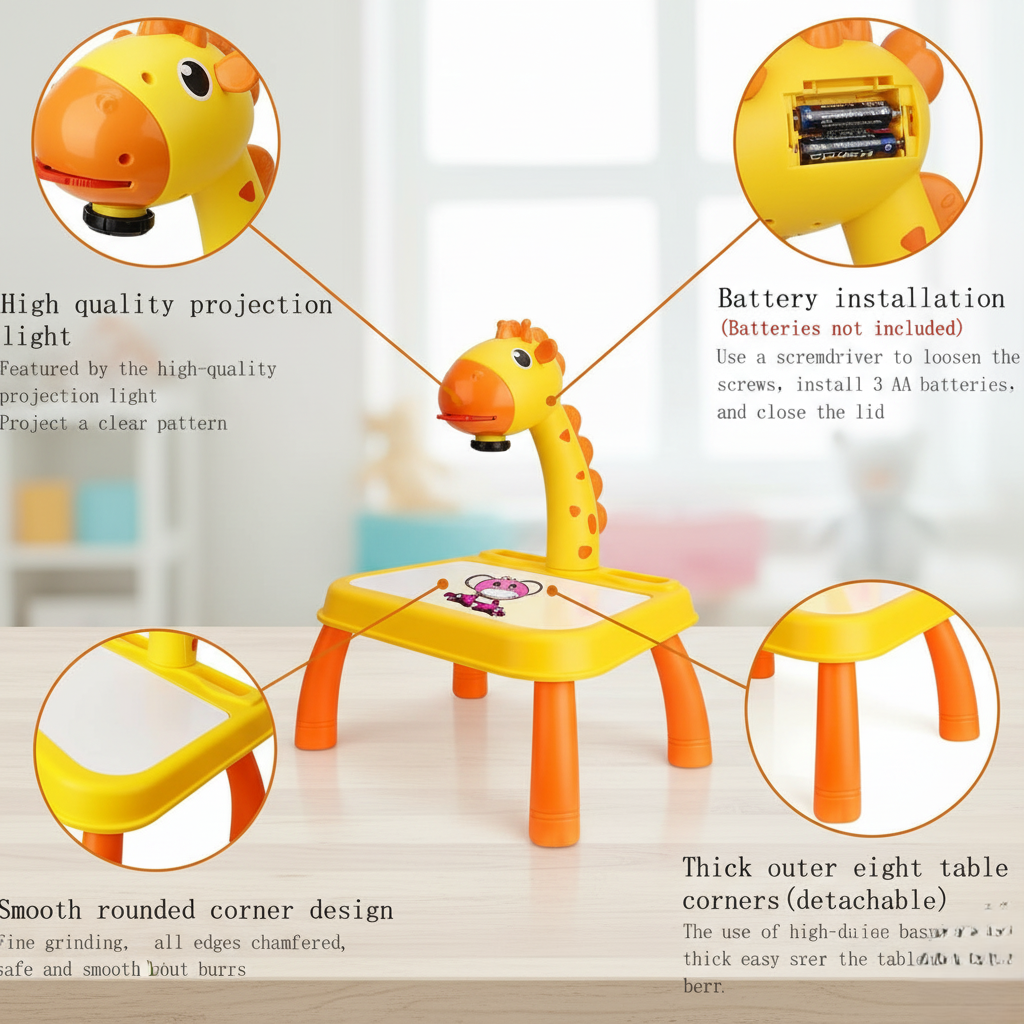 Kids Painting & Drawing Projector Table Set