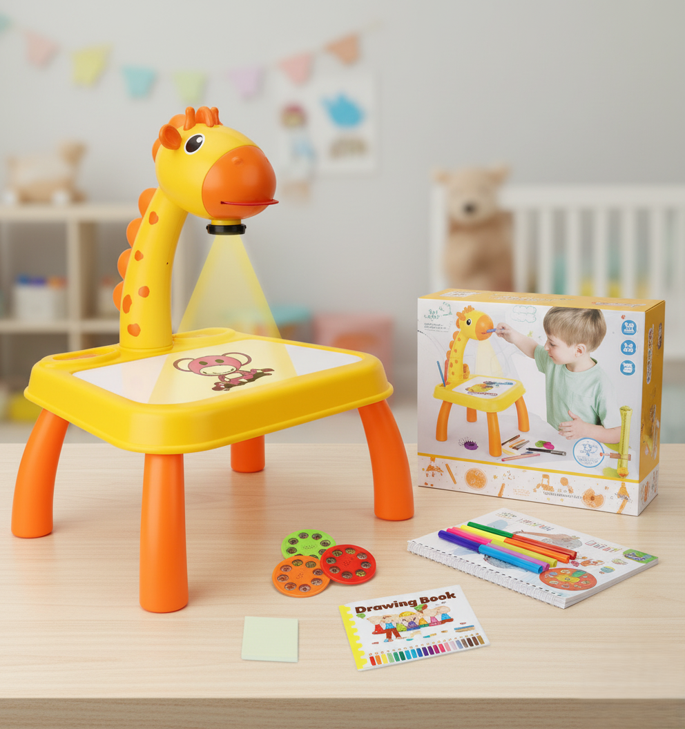 Kids Painting & Drawing Projector Table Set