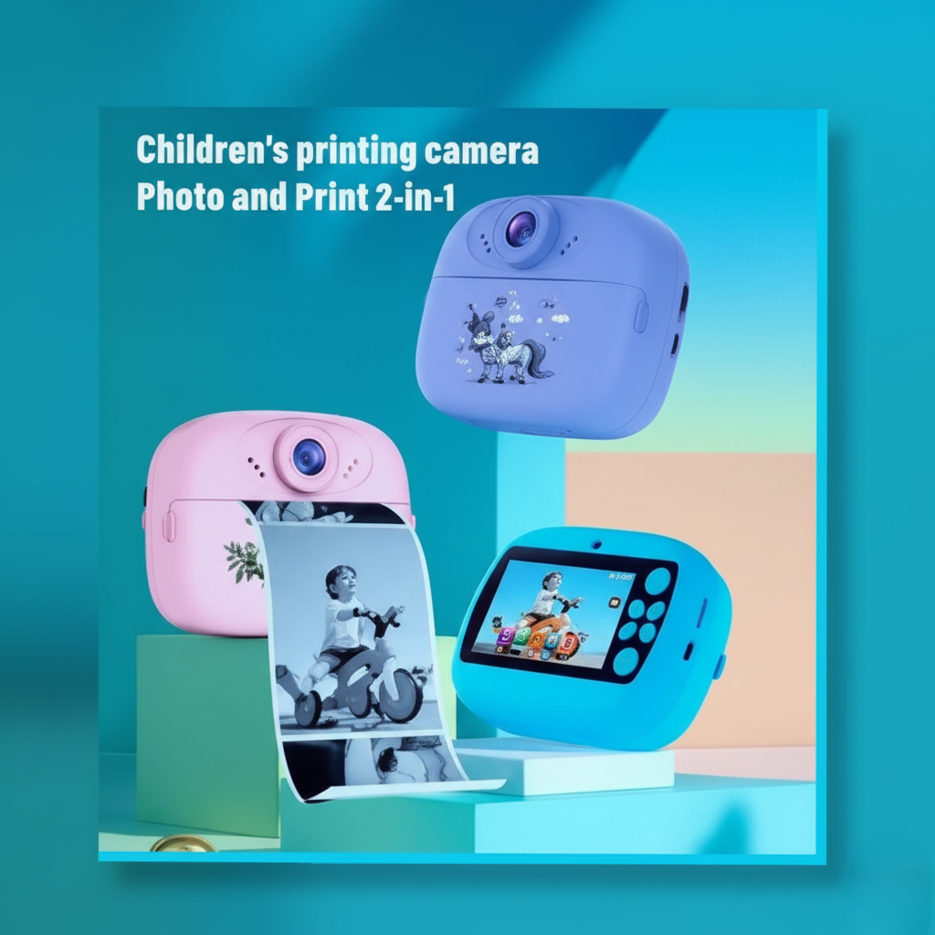 Kids Digital Camera Toy 12MP with Selfie Mode, Instant Print, Photos, Music and Videos Games