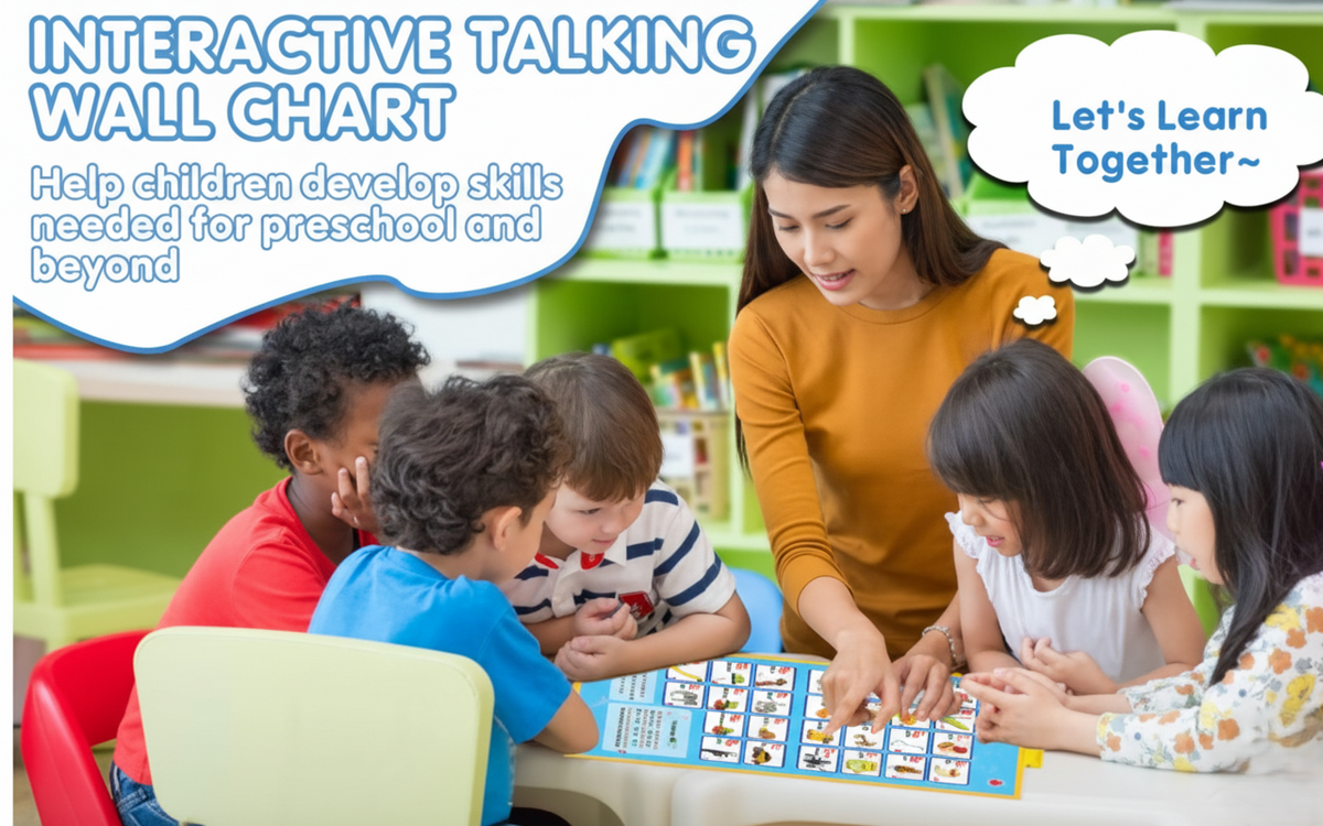 13 in 1 Kids Electronic Talking Poster Alphabet Wall Chart Interactive Click to Read Learning Books Toy for Early Education
