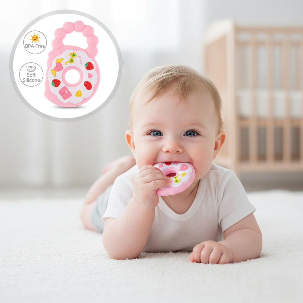 Baby Silicone Teether (Donut shape)