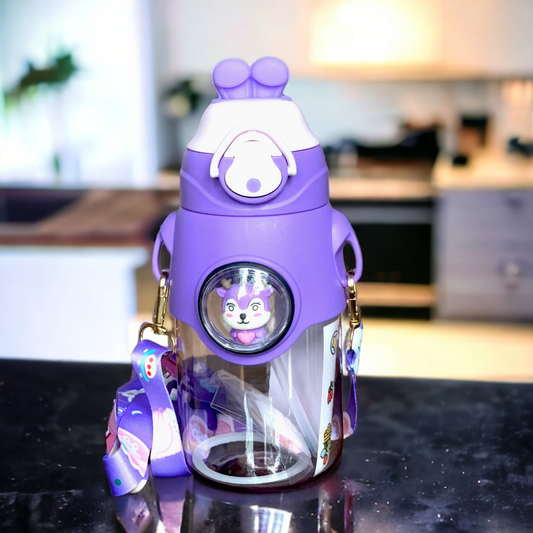 Premium Imported Cartoon Plastic Water Bottle – Leakproof, Durable & Trendy Design