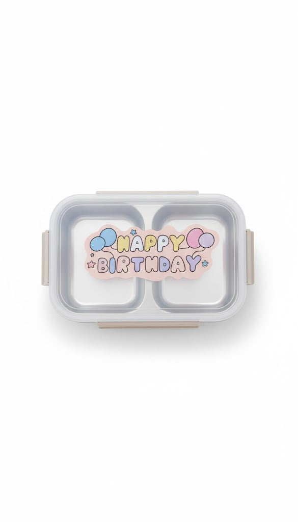 Stainless Steel Lunch Box – Happy Birthday Edition 🎉