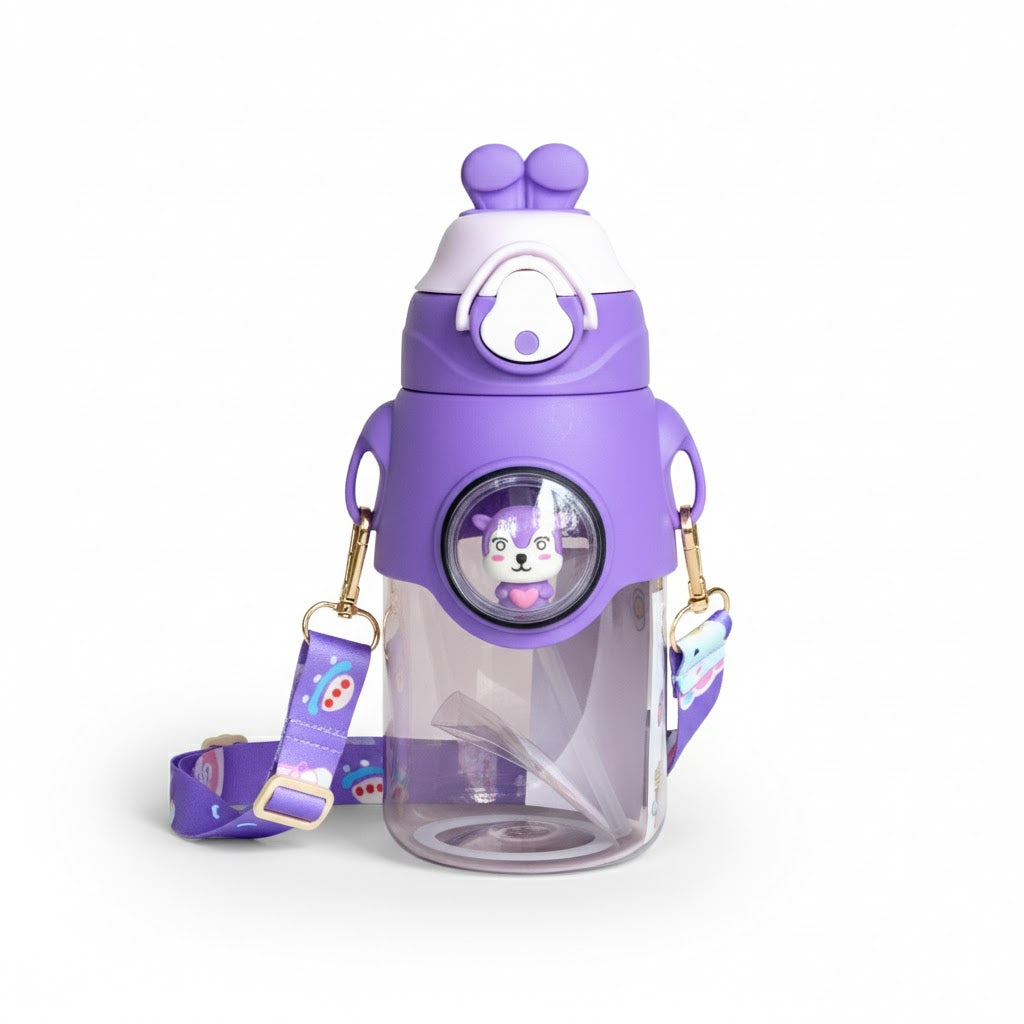 Premium Imported Cartoon Plastic Water Bottle – Leakproof, Durable & Trendy Design