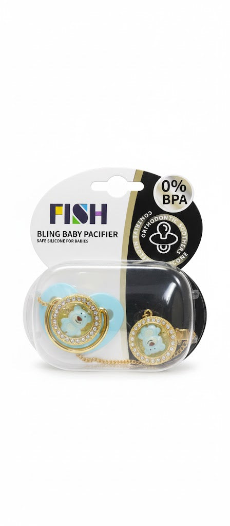 Smooth Sillicone Baby Gold Pacifier with Clip holder