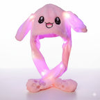Plush Rabbit Hat Funny Jumping Bunny Ear Caps LED Light Up Floppy Ear Warm Hats for Girls Boys,with Moving Ears
