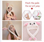 Plush Rabbit Hat Funny Jumping Bunny Ear Caps LED Light Up Floppy Ear Warm Hats for Girls Boys,with Moving Ears